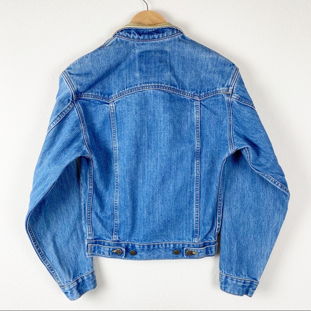 VINTAGE SHAEFER denim & leather jean jacket sh3 - Picture 3 of 8